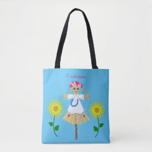 Cute Blonde Pigtails Scarecrow Tote Bag