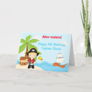 Cute Blonde Pirate Boy Birthday Party Card