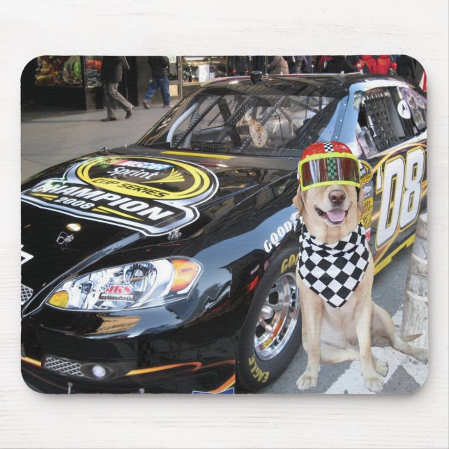 Cute Blonde Posing by Fast Car Mouse Mat (Front)