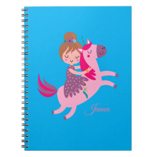 Cute Blondie Haired Girl Riding on a Unicorn Notebook