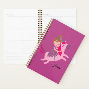 Cute Blondie Haired Girl Riding on a Unicorn Planner