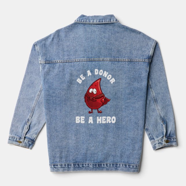 Cute Blood Donor For Men Women Phlebotomy Blood Do Denim Jacket (Back)
