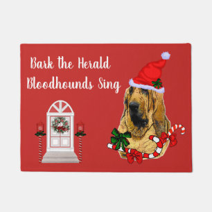 Cute Bloodhound Christmas  Doormat