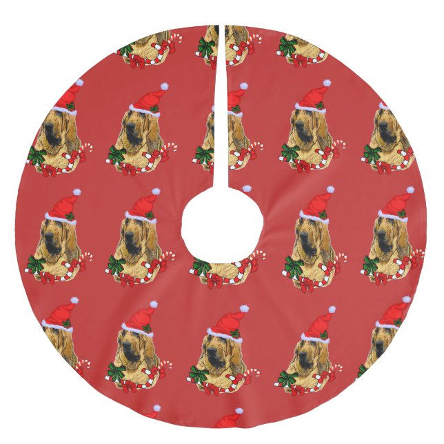 Cute Bloodhound Christmas Merry Brushed Polyester Tree Skirt (Front)
