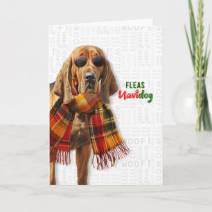 Cute Bloodhound Dog Funny Fleas Navidog Christmas Holiday Card