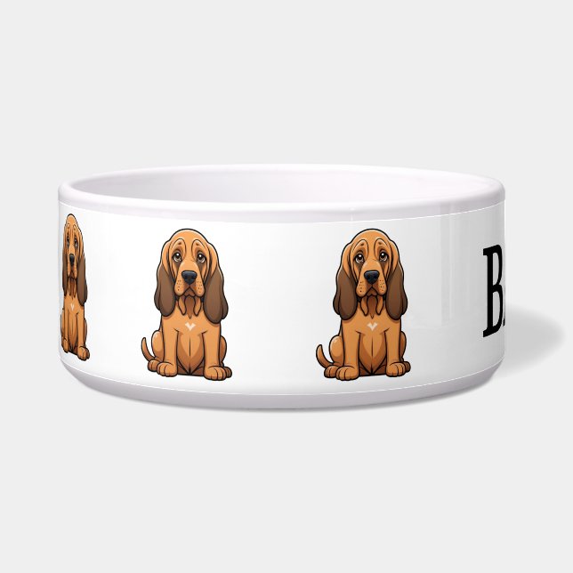 Cute Bloodhound Personalise Bowl (Left)