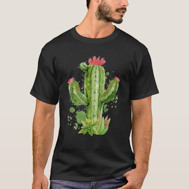 Cute Blooming Cactus Flowers I Cacti Succulents  T-Shirt (Front)