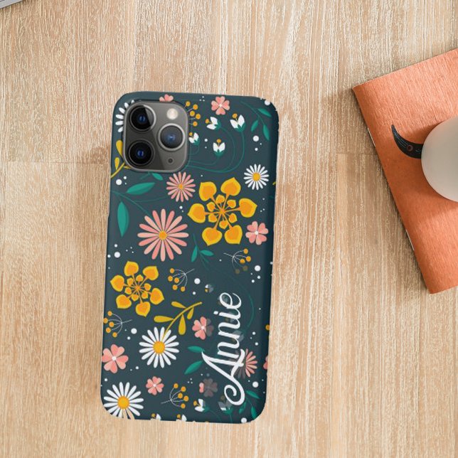 Cute Blooming Colourful Floral Pattern with Name Case-Mate iPhone Case (Cute Blooming Colorful Floral Pattern with Name Case-Mate iPhone Case)