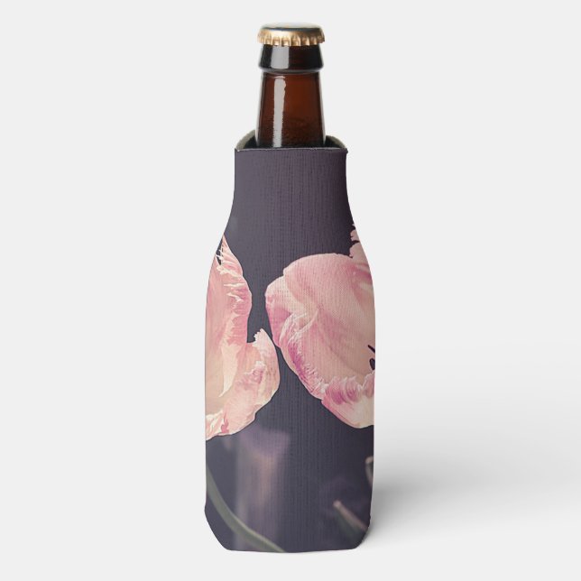 Cute Blooming Tulips -Personalised Bottle Cooler (Bottle Front)