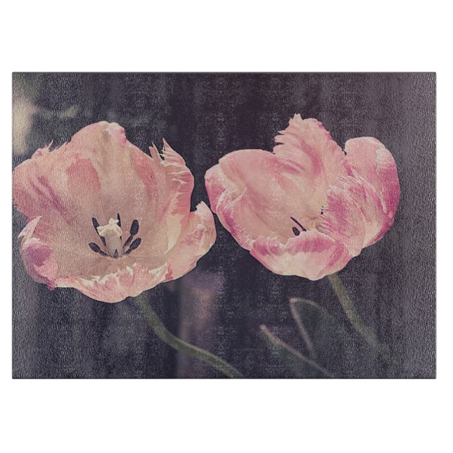 Cute Blooming Tulips -Personalised Cutting Board (Front)
