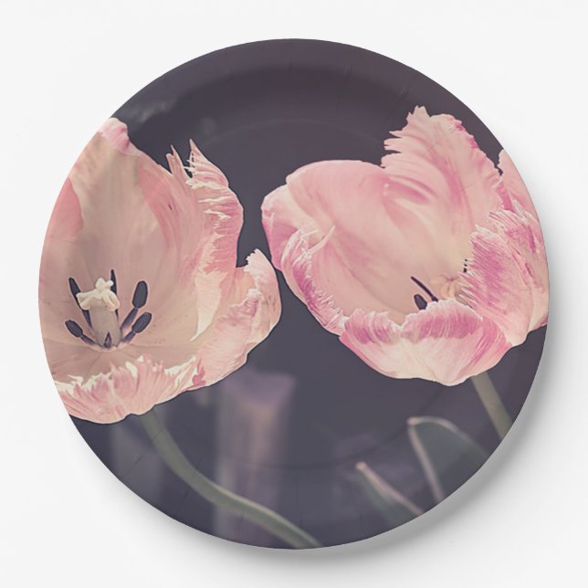 Cute Blooming Tulips -Personalised Paper Plate (Front)