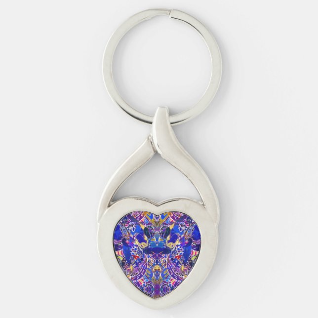 Cute blue abstract elements  key ring (Front)