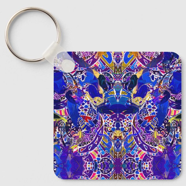 Cute blue abstract elements  key ring (Front)