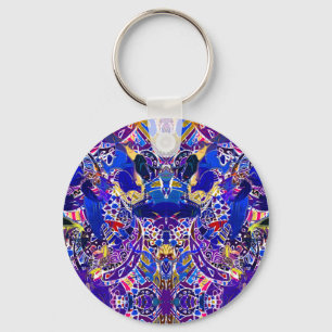 Cute blue abstract elements throw pillow key ring
