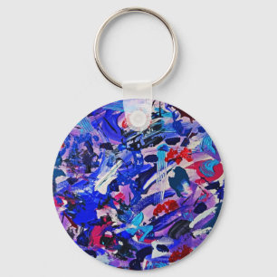 Cute blue abstract painting key ring