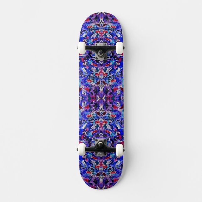 Cute blue abstract painting skateboard (Front)