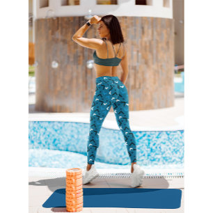 Cute Blue activewear exercise Yoga  Leggings