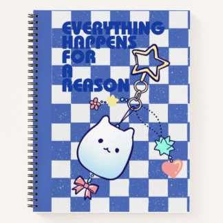 Cute Blue Aesthetic Kawaii Journal, Motivational  Notebook