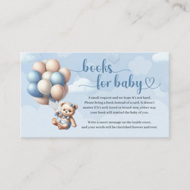 Cute blue and brown bear balloons Books for baby Enclosure Card (Front)