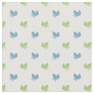 Cute Blue and Green Baby Buggy Pattern Fabric