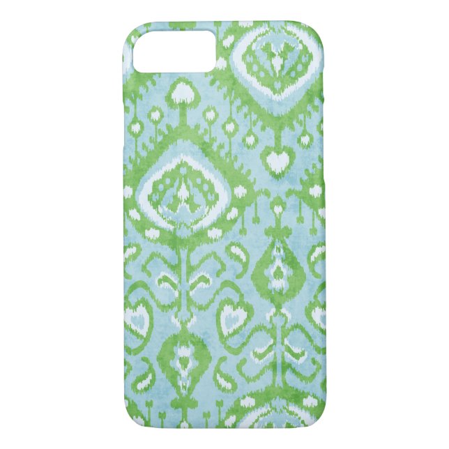 Cute blue and green ikat tribal patterns Case-Mate iPhone case (Back)