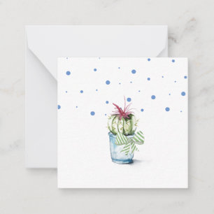 Cute Blue and Green Potted Cactus Plant Card