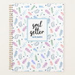 Cute Blue and Leaves Pattern with Hearts Planner<br><div class="desc">Start the year right with this cute but stylish planner in a blue and lavender leaves pattern.</div>