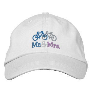 Cute Blue And Pink Bike Love Heart Wedding Embroidered Hat