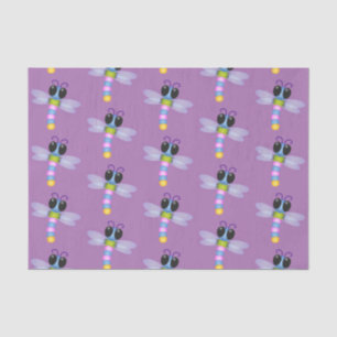 Cute blue and pink dragonfly cartoon illustration tissue paper
