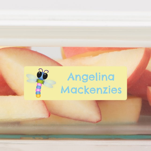 Cute blue and pink dragonfly cartoon personalised (Affixed)