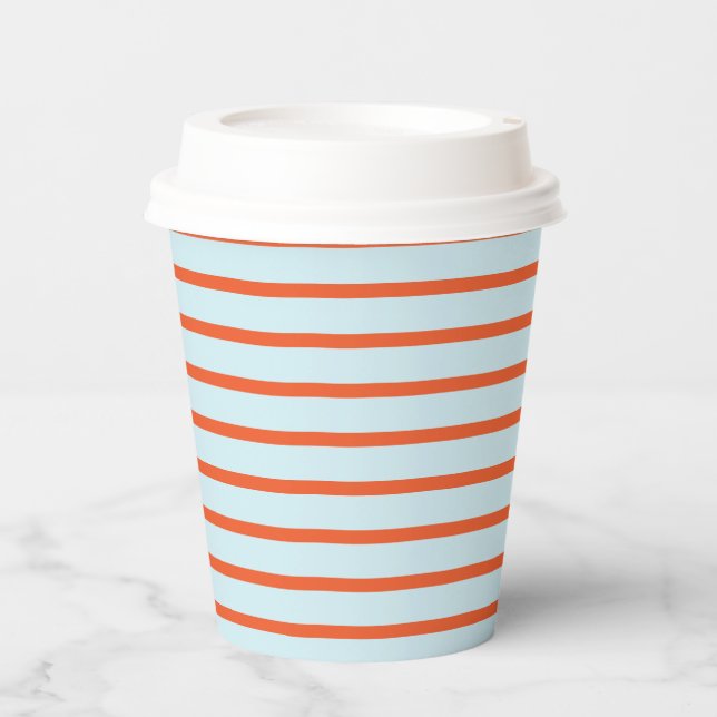 Cute Blue and Red Stripe Pattern Paper Cups (Front)