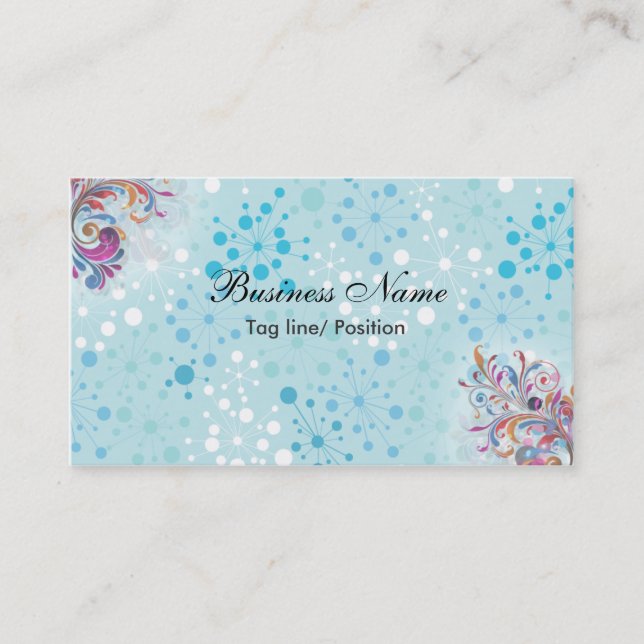 Cute Blue and White Bubbles Business Card (Front)