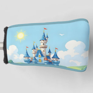 Cute blue and white castle golf head cover