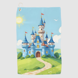 Cute blue and white castle golf towel
