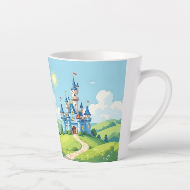 Cute blue and white castle latte mug (Right)