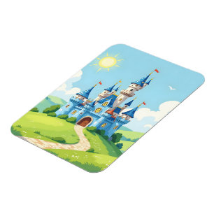 Cute blue and white castle magnet