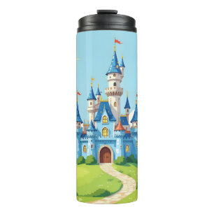 Cute blue and white castle thermal tumbler