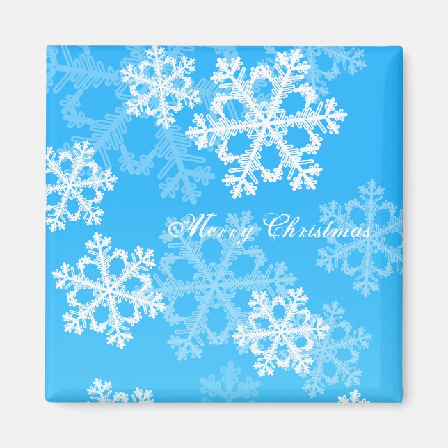 Cute blue and white Christmas snowflakes Magnet (Front)