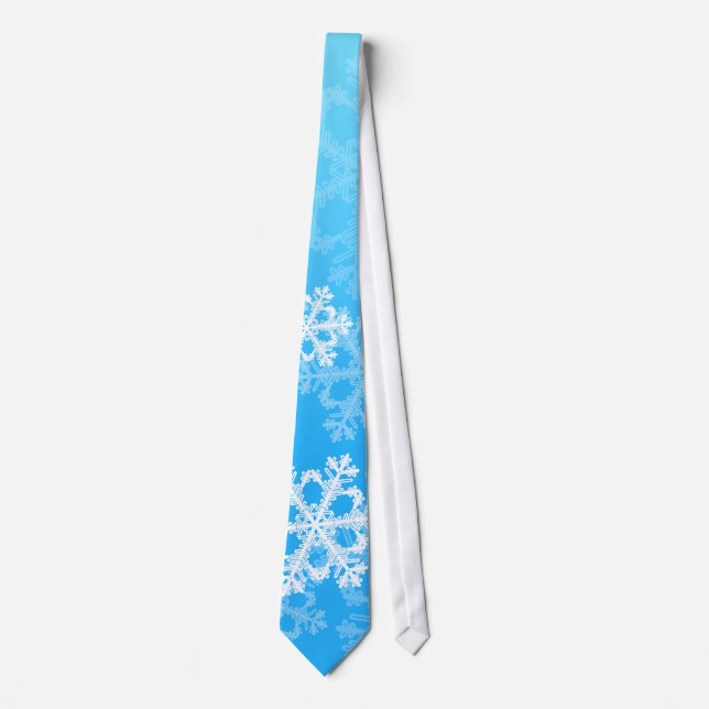 Cute blue and white Christmas snowflakes Tie (Front)