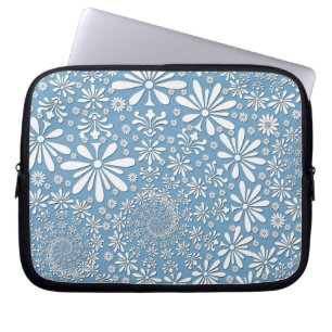 Cute Blue and White Floral Pattern Laptop Sleeve