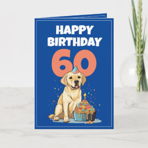 Cute Blue and White Lab Husband 60th Birthday Card