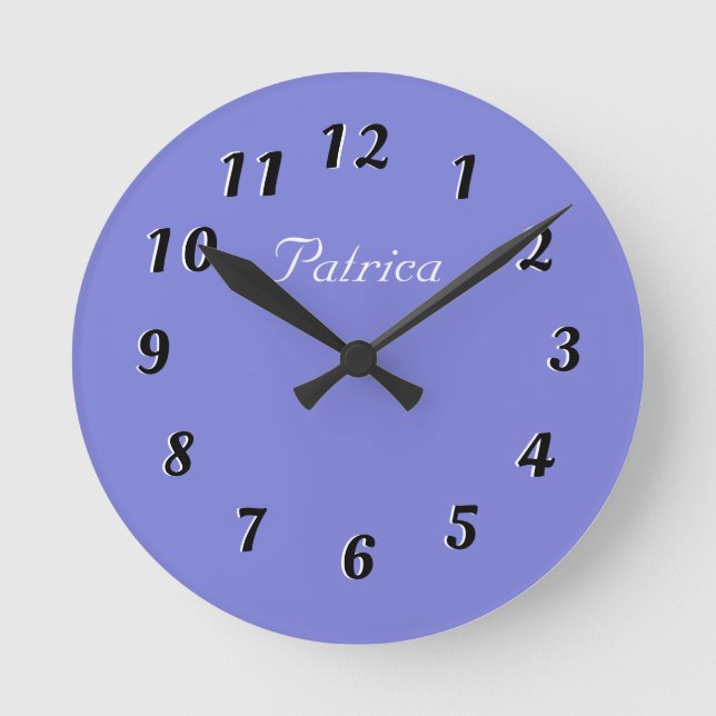 Cute Blue and White Personalised Wall Clock (Front)