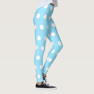Cute Blue and White Polka Dot Pattern Girly Cute Leggings