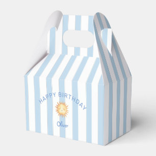 Cute Blue and white stripe Happy Birthday Favour Box
