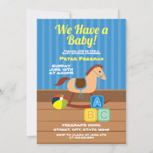 Cute Blue and Yellow Boy Toys Boy Baby Shower Invi Invitation