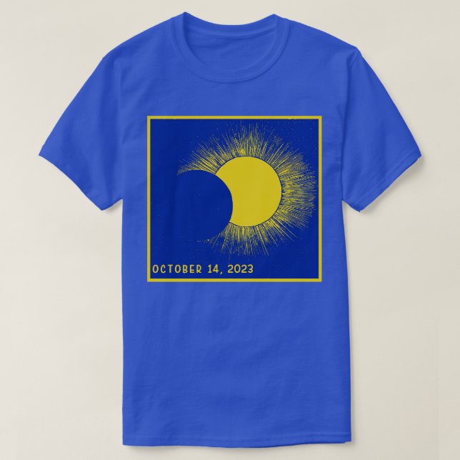 Cute Blue and Yellow Gold Total Eclipse 2023 T-Shirt (Design Front)
