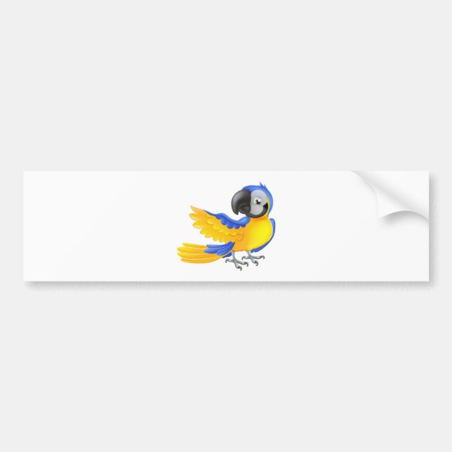Cute blue and yellow parrot bumper sticker (Front)