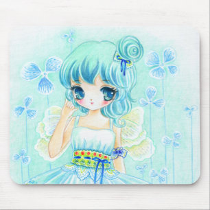 Cute blue anime fairy girl mouse mat