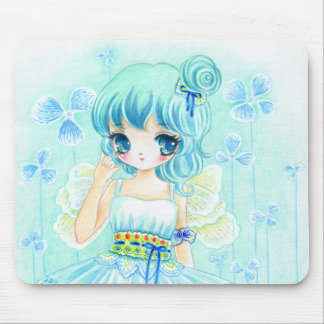 Cute blue anime fairy girl mouse mat