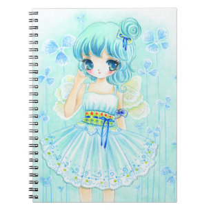 Cute blue anime fairy girl notebook